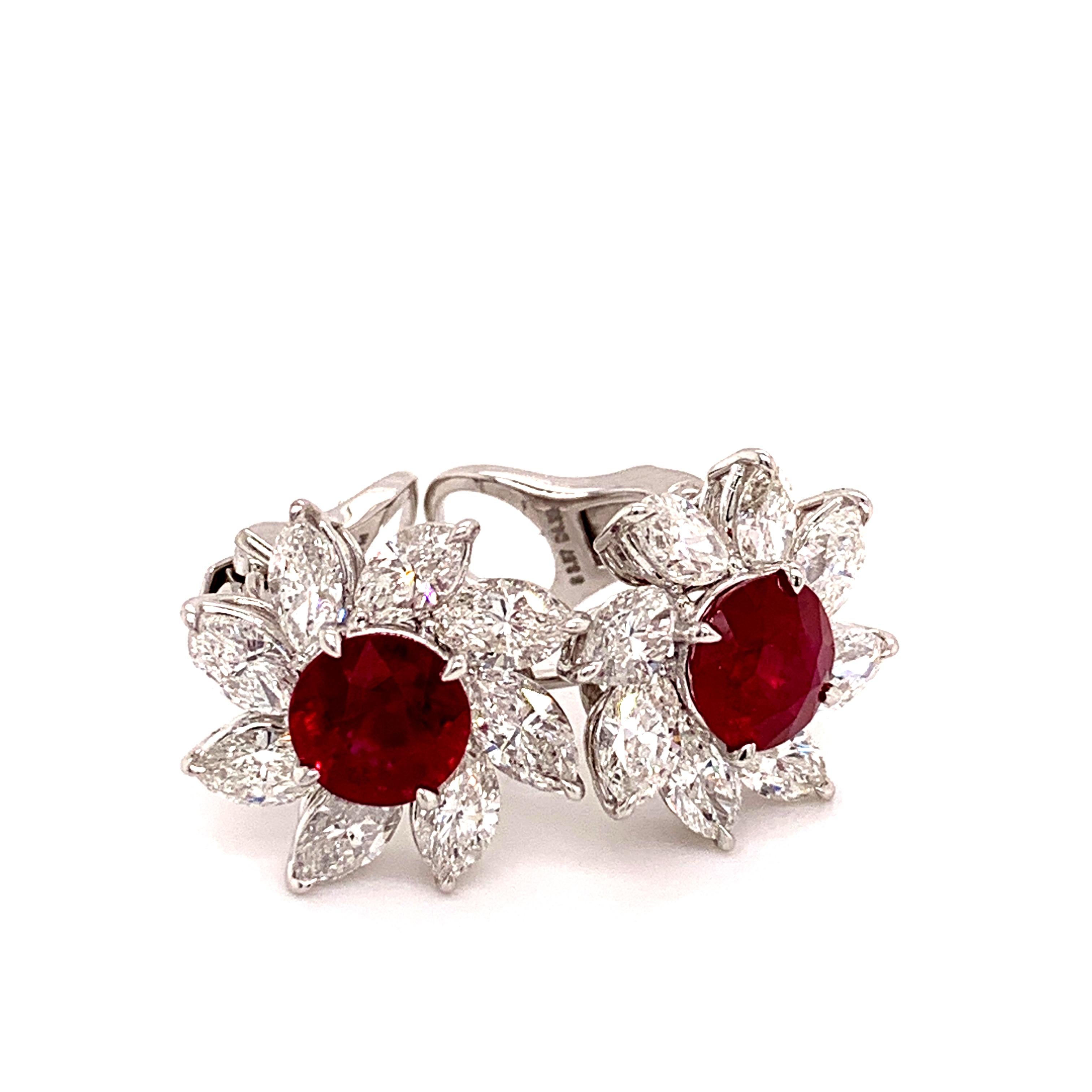 Sophia D. Platin-Ohrringe mit 3,57 Karat Rubin und Diamant 2