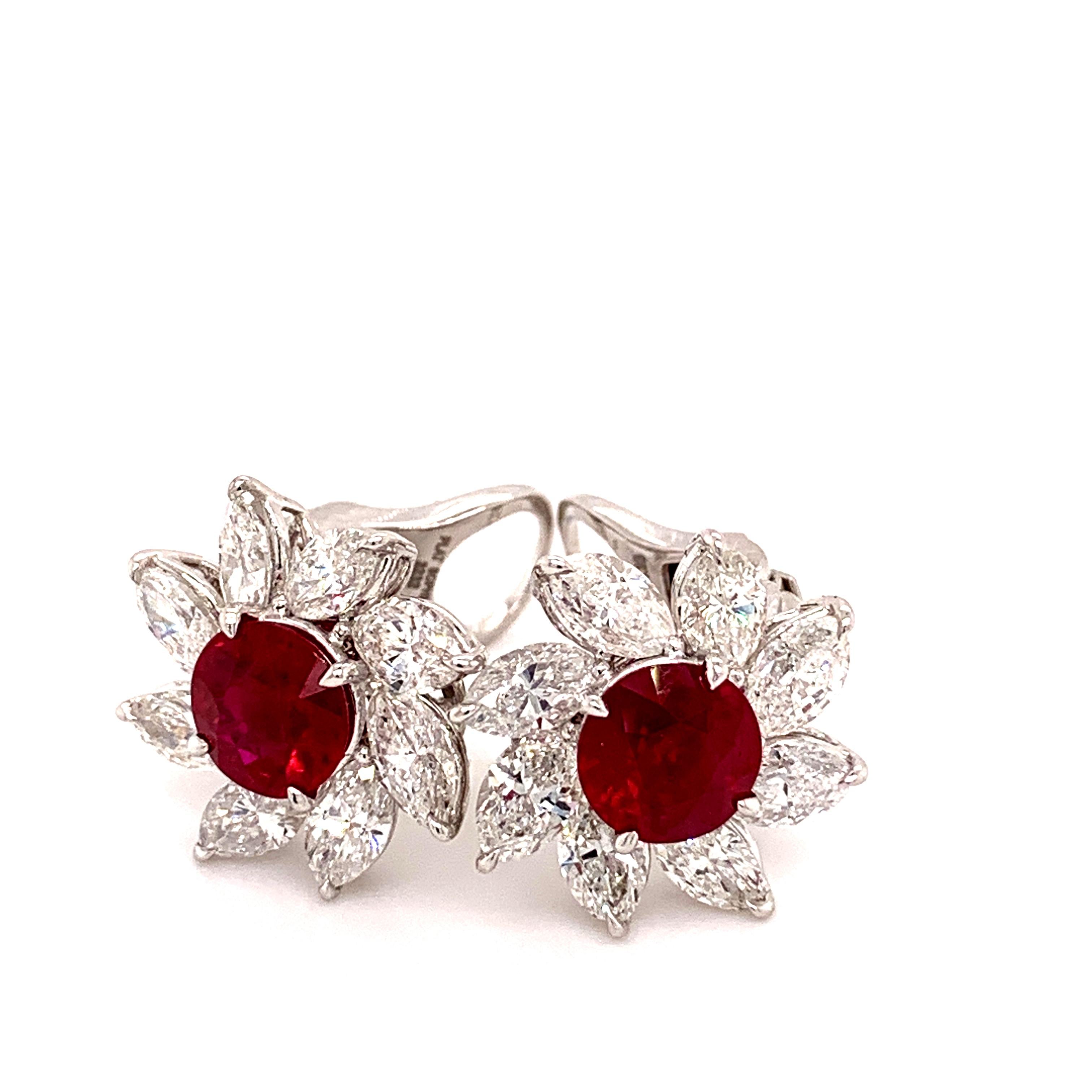 Sophia D. 3.57 Carat Ruby and Diamond Platinum Earrings For Sale 3