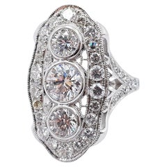 Platinum 3.5ct TW Diamond Vintage Style Cluster Ring Size N