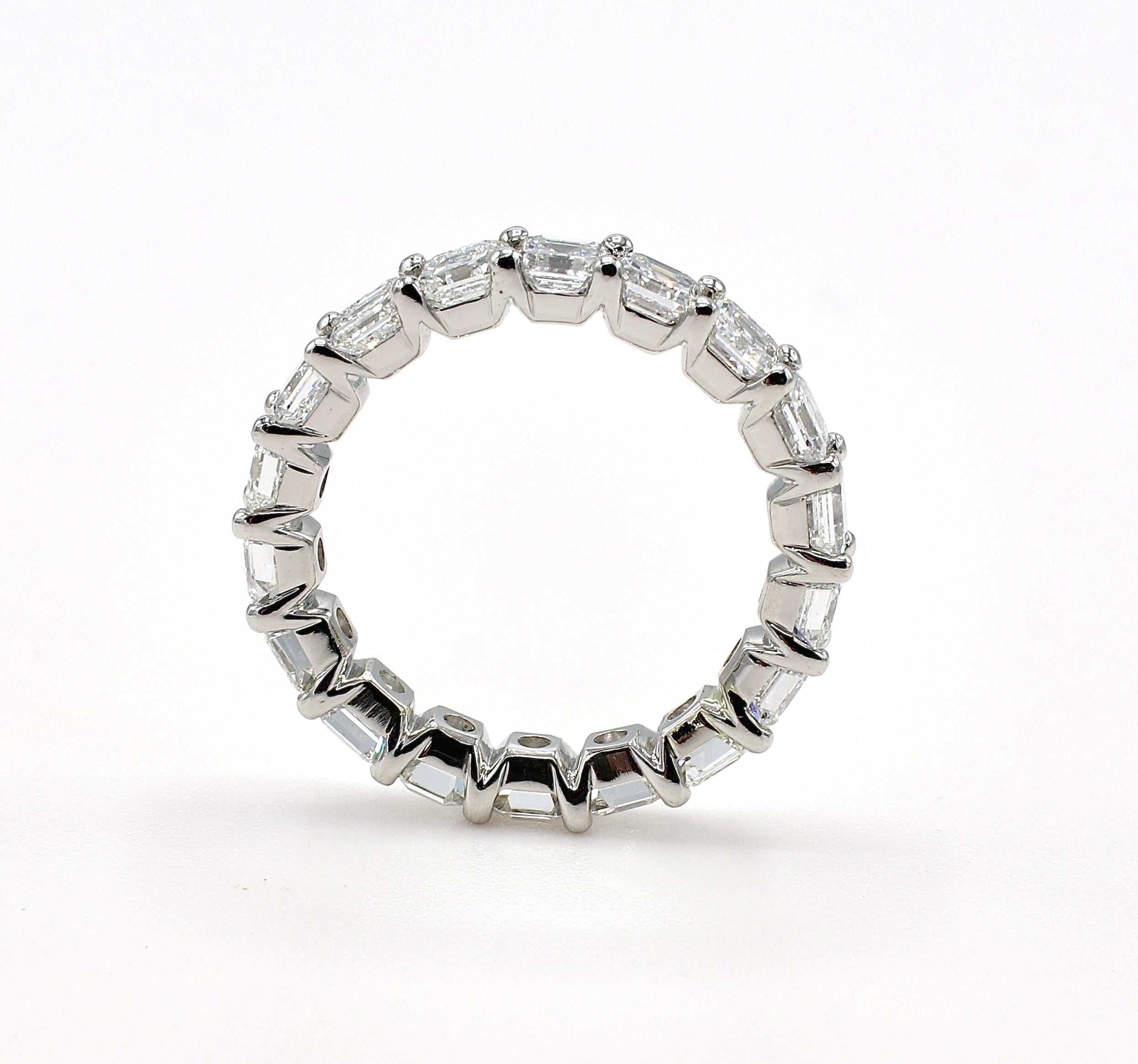 Women's Platinum 3.60 Carat Asscher Diamond Eternity Band Ring