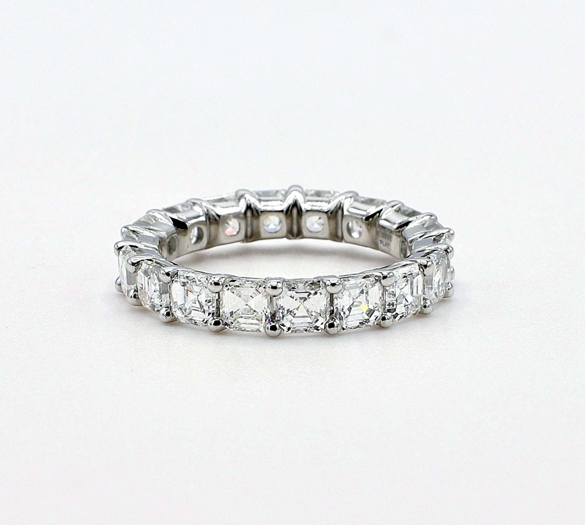 Platinum 3.60 Carat Asscher Diamond Eternity Band Ring 1