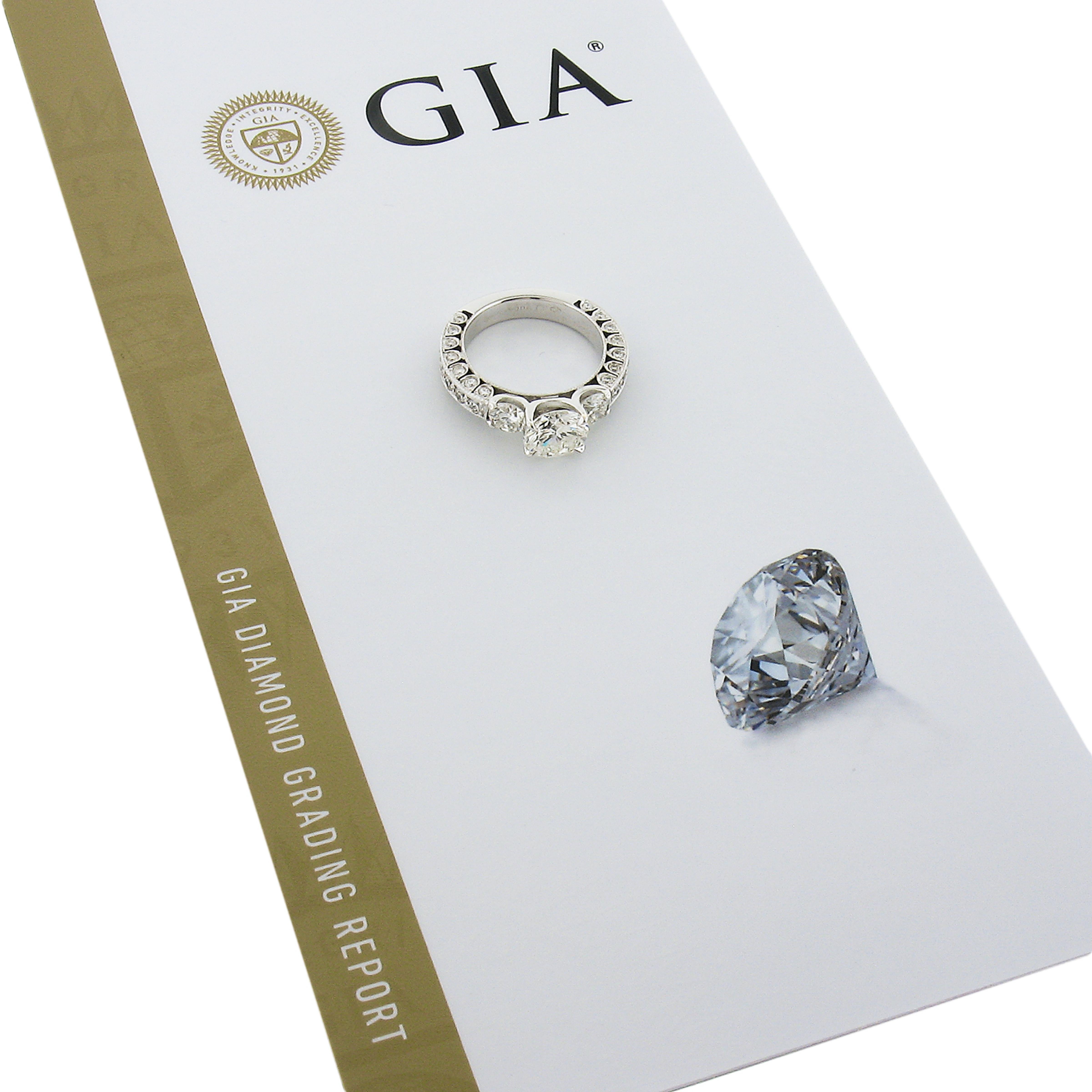 Platinum 3.61ctw Gia Graded Round Diamond Milgrain Work Engagement Ring For Sale 5