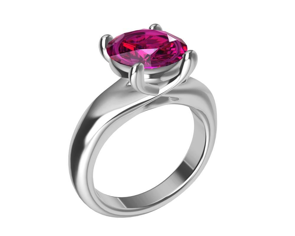 For Sale:  Platinum 3.63 Carat Pink Sapphire Teardrop Ring 2
