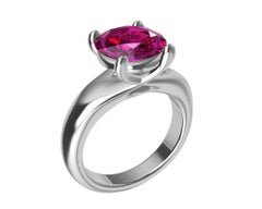 Platinum 3.63 Carat Pink Sapphire Teardrop Ring