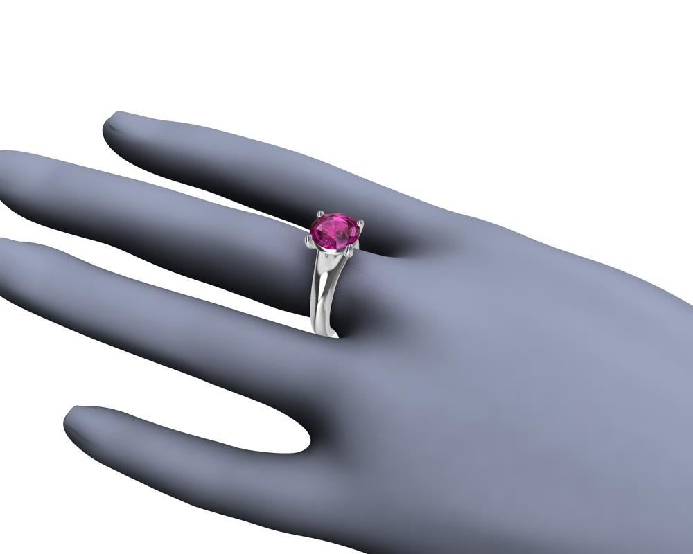 For Sale:  Platinum 3.63 Carat Pink Sapphire Teardrop Ring 7