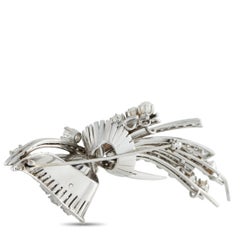 Platinum 3.65ct Diamond and Pearl Brooch MF44-020326