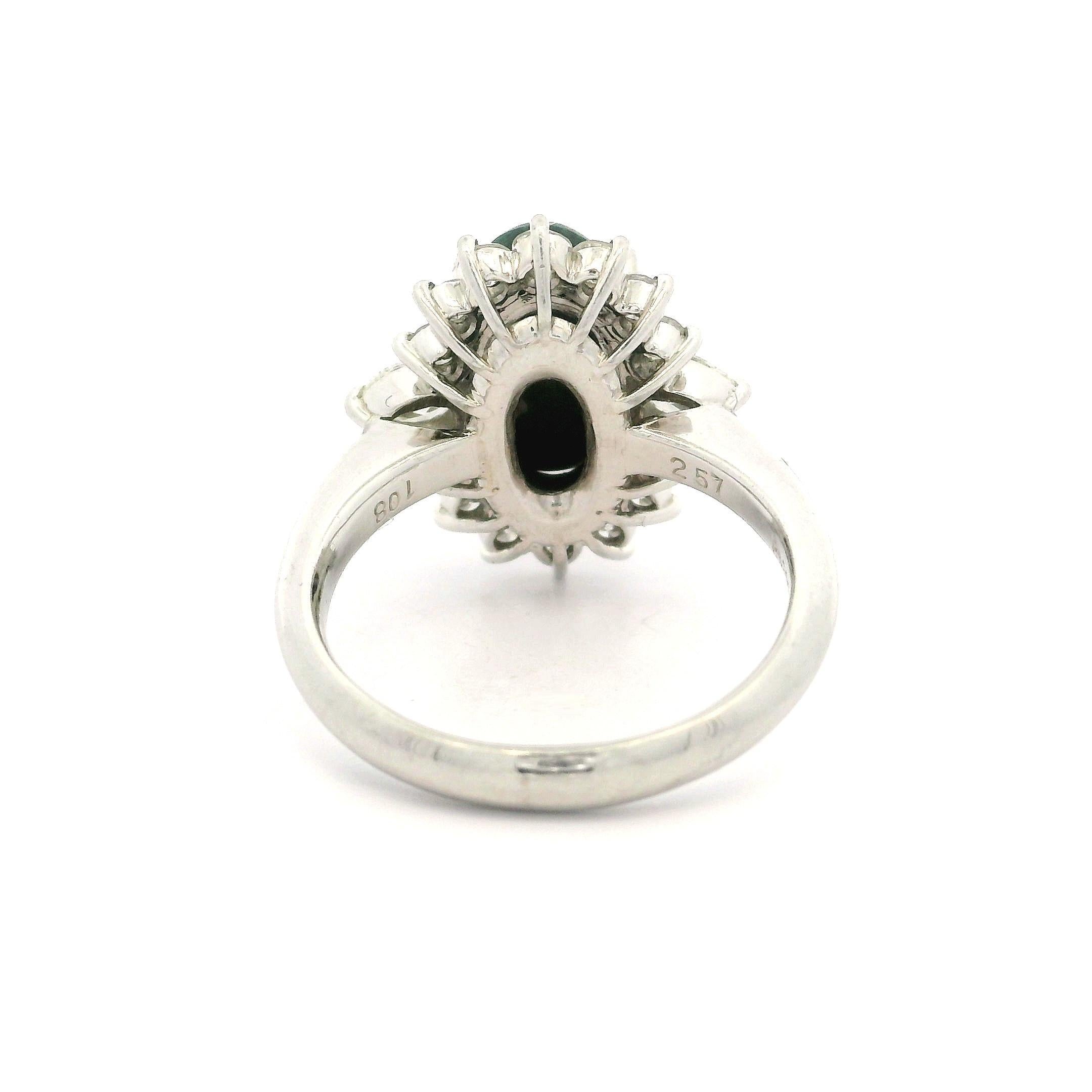 Platinum 3.65ctw GIA Elongated Oval Black Opal w/ Diamond Halo Nice Shape Ring For Sale 5