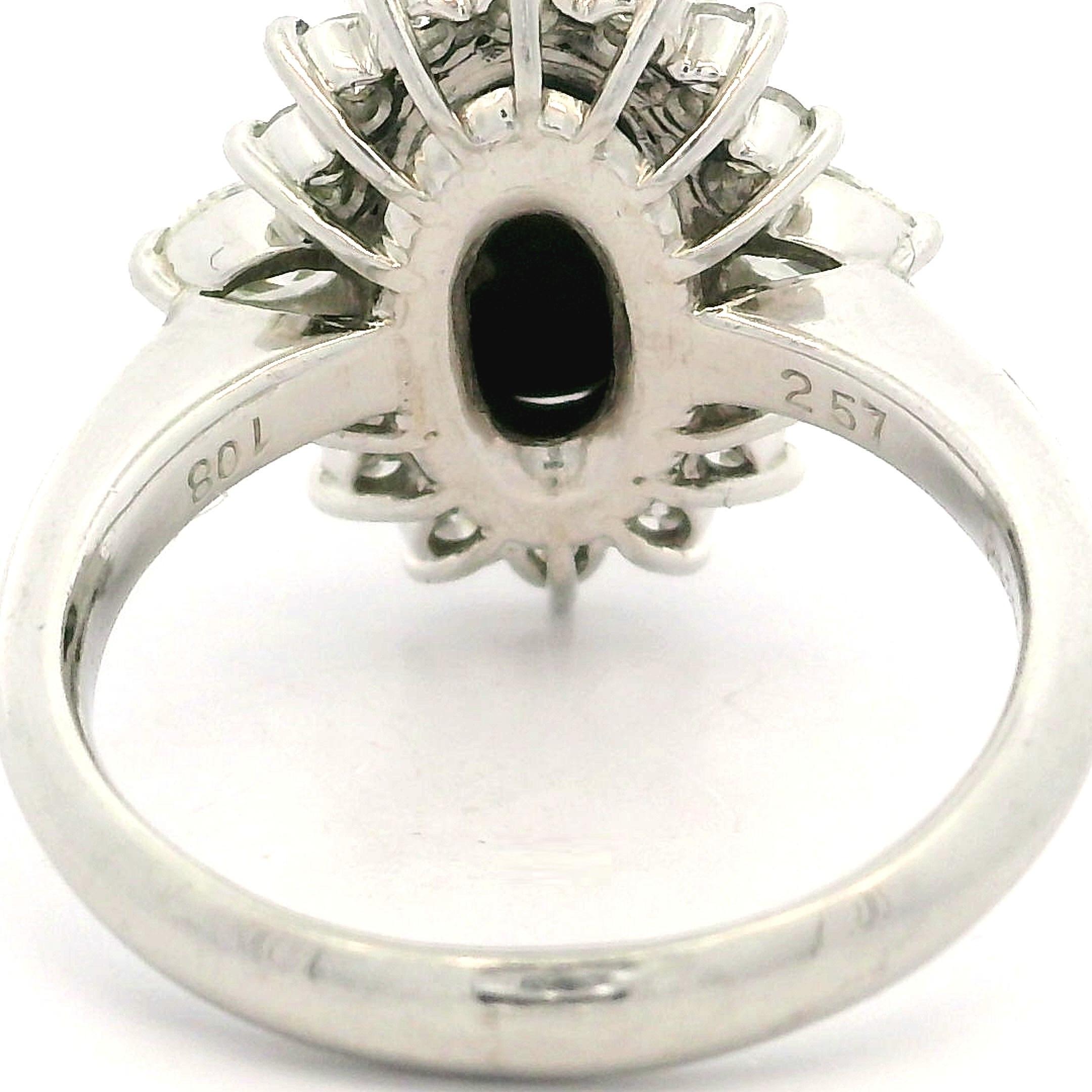 Platinum 3.65ctw GIA Elongated Oval Black Opal w/ Diamond Halo Nice Shape Ring For Sale 7