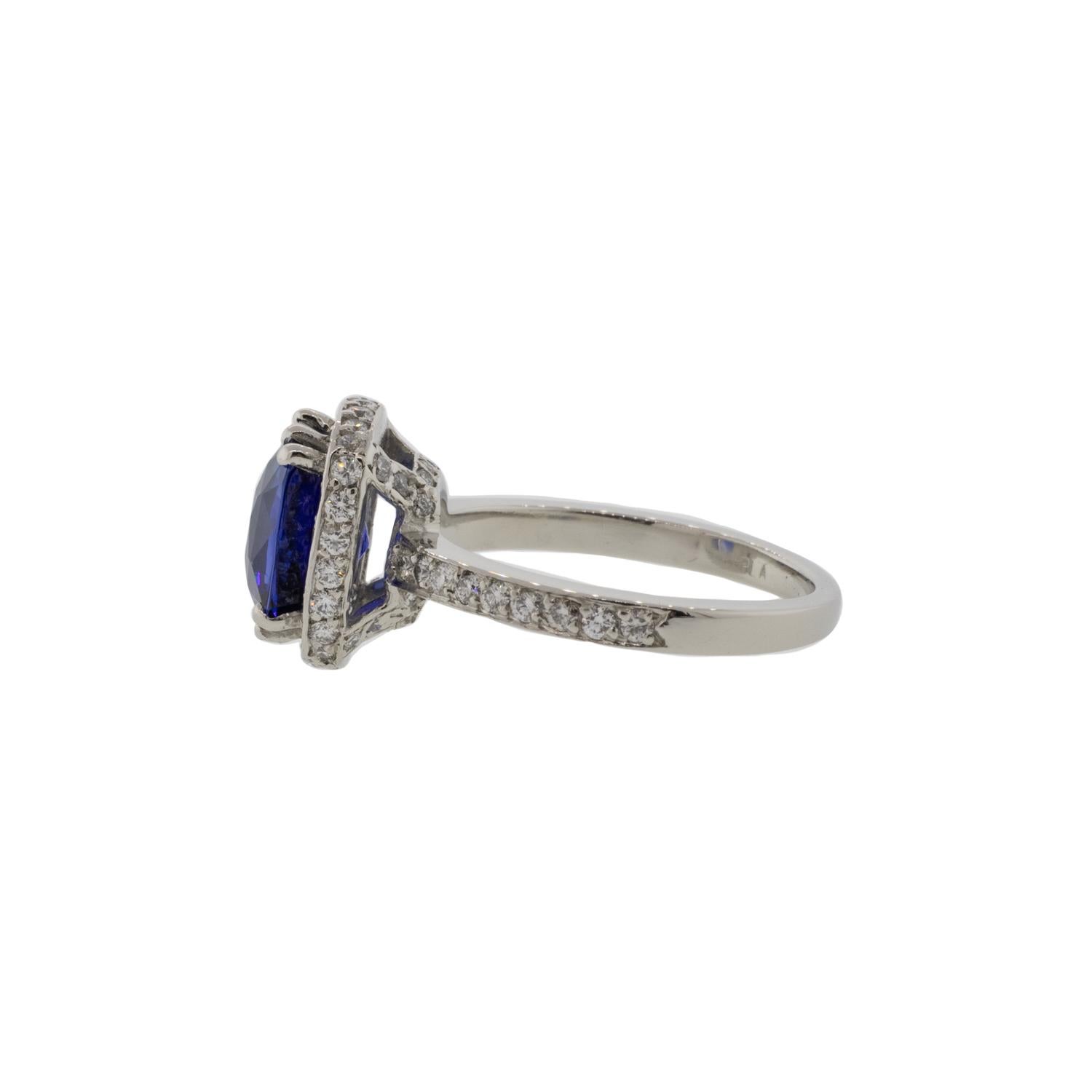 Round Cut Platinum 3.67ct Sapphire and Diamond Cocktail Ring For Sale