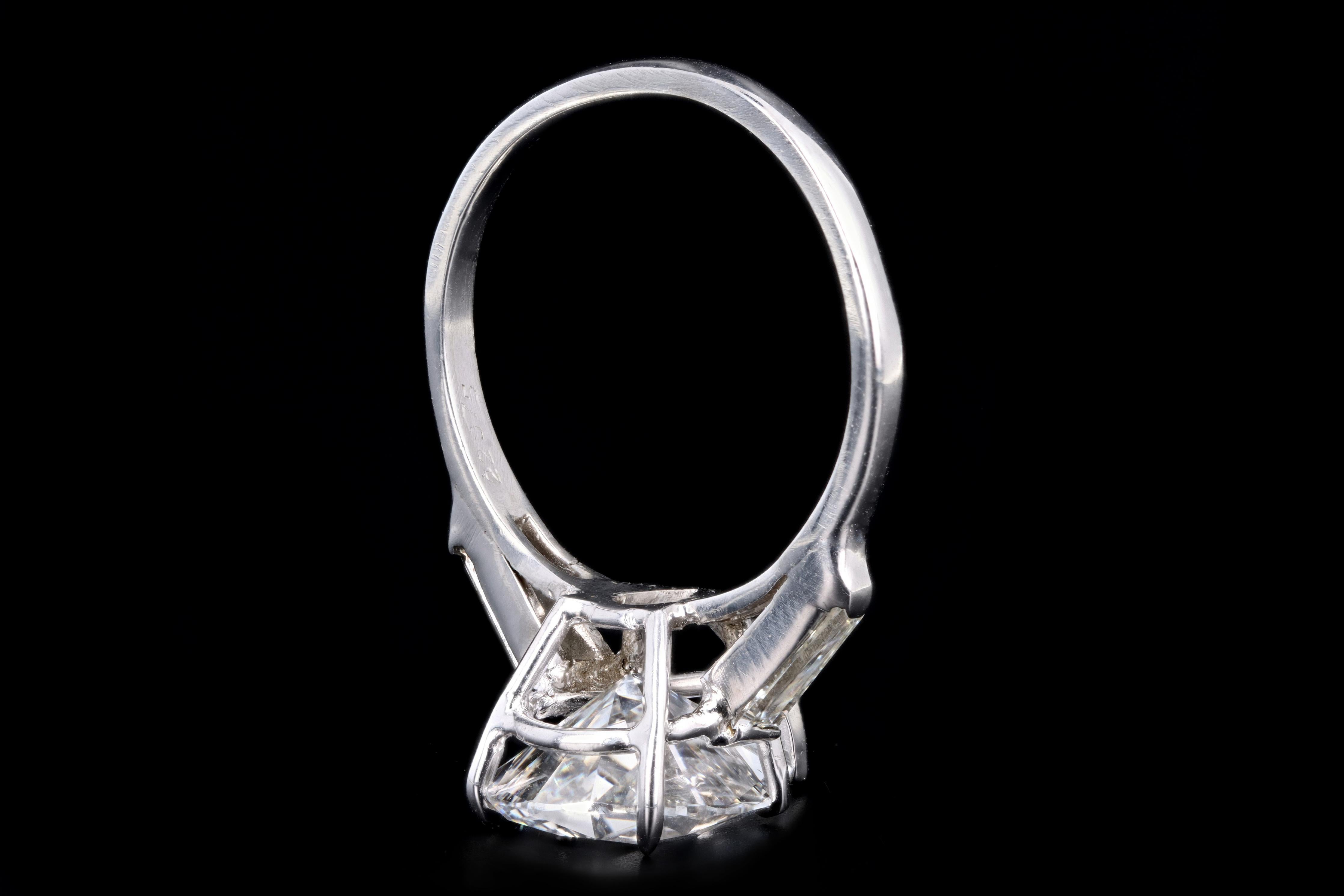 Women's Platinum 3.68 Carat Pear Cut Diamond Engagement Ring