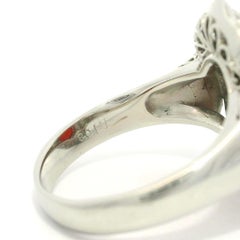 Platinum 3.68ct High Quality Fire Orange Opal Diamond Dual Halo Ring