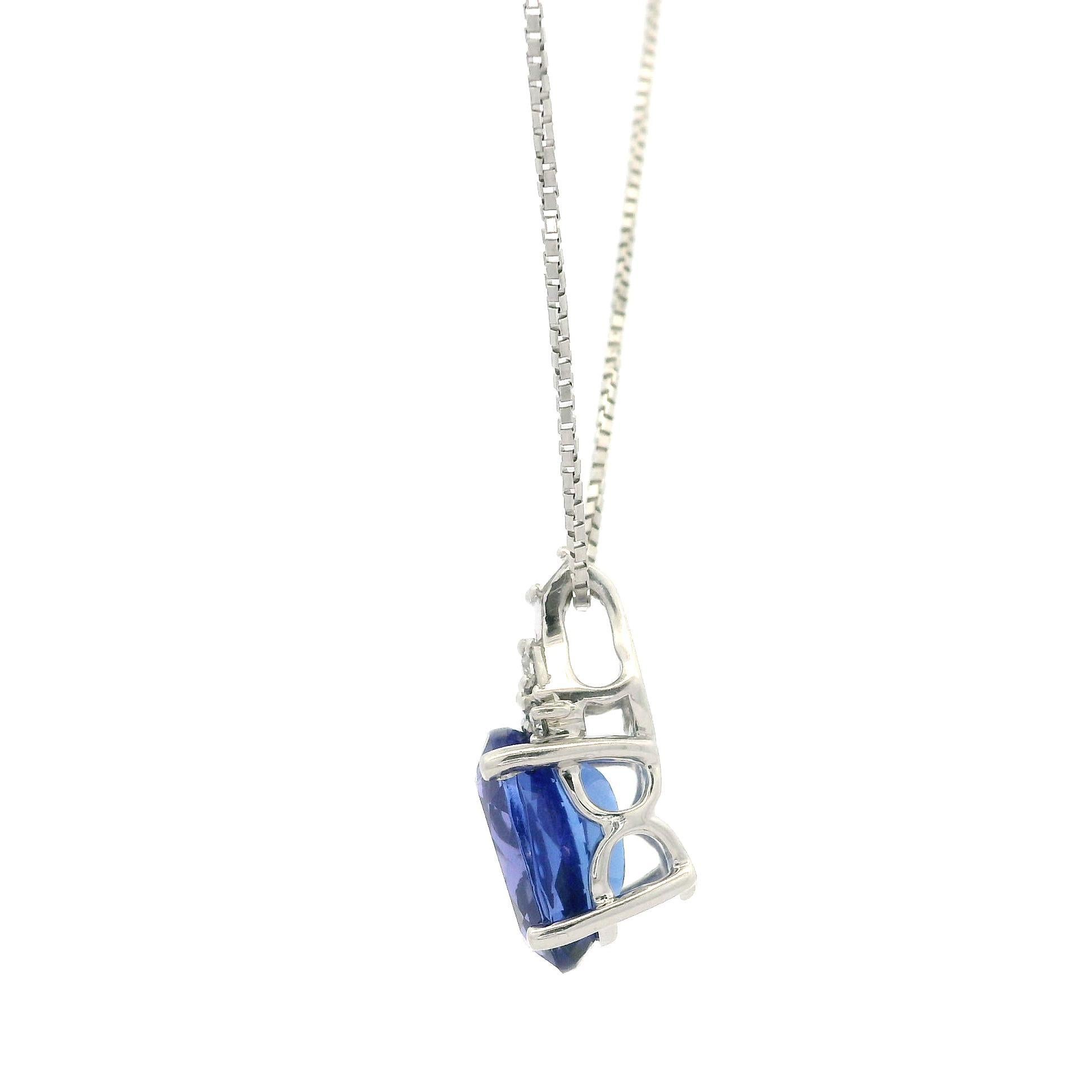 Platin 3,6ctw Oval Tansanit & Diamant Slide Drop Anhänger verstellbare Halskette im Angebot 8