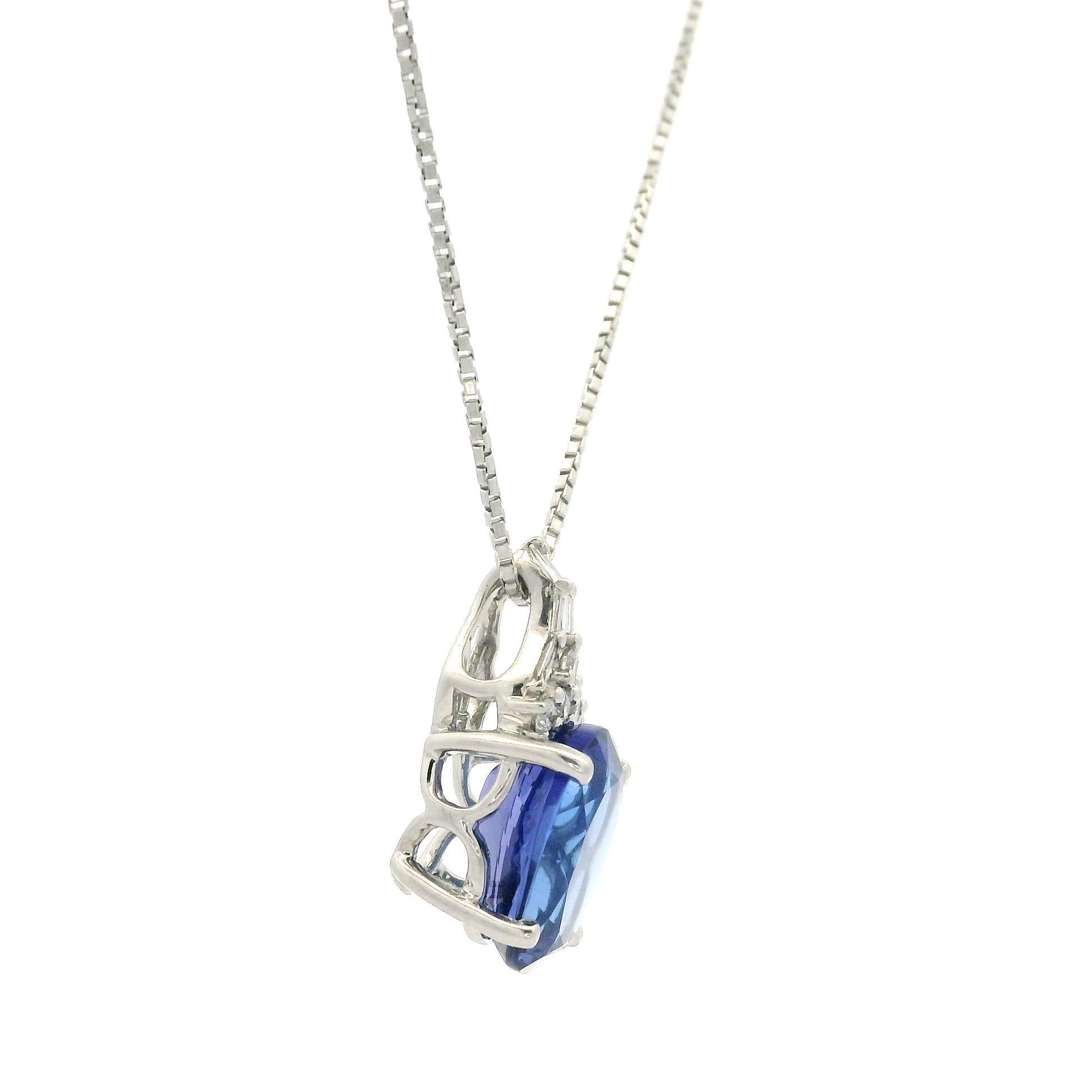 Platin 3,6ctw Oval Tansanit & Diamant Slide Drop Anhänger verstellbare Halskette im Angebot 4