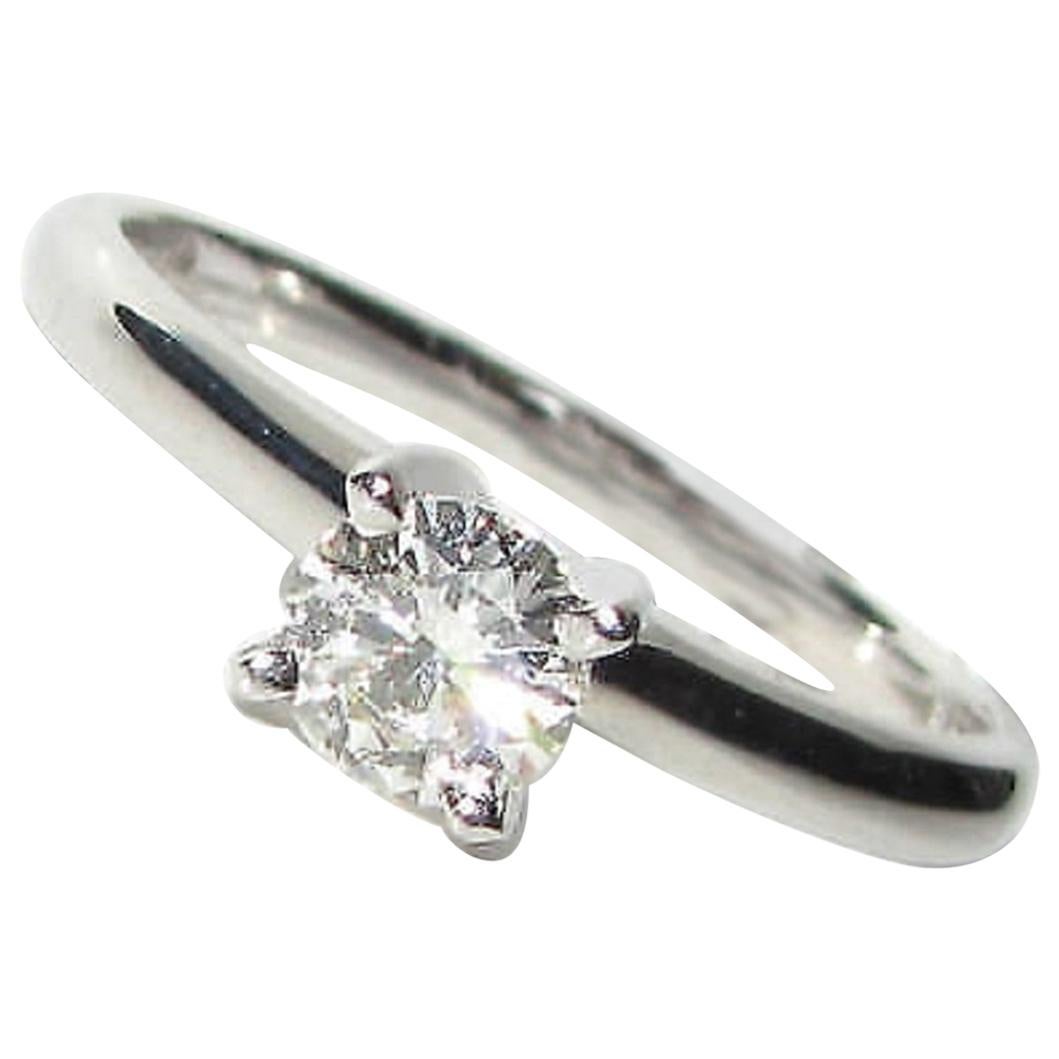 Platinum .37 Carat Round Solitaire Ring For Sale