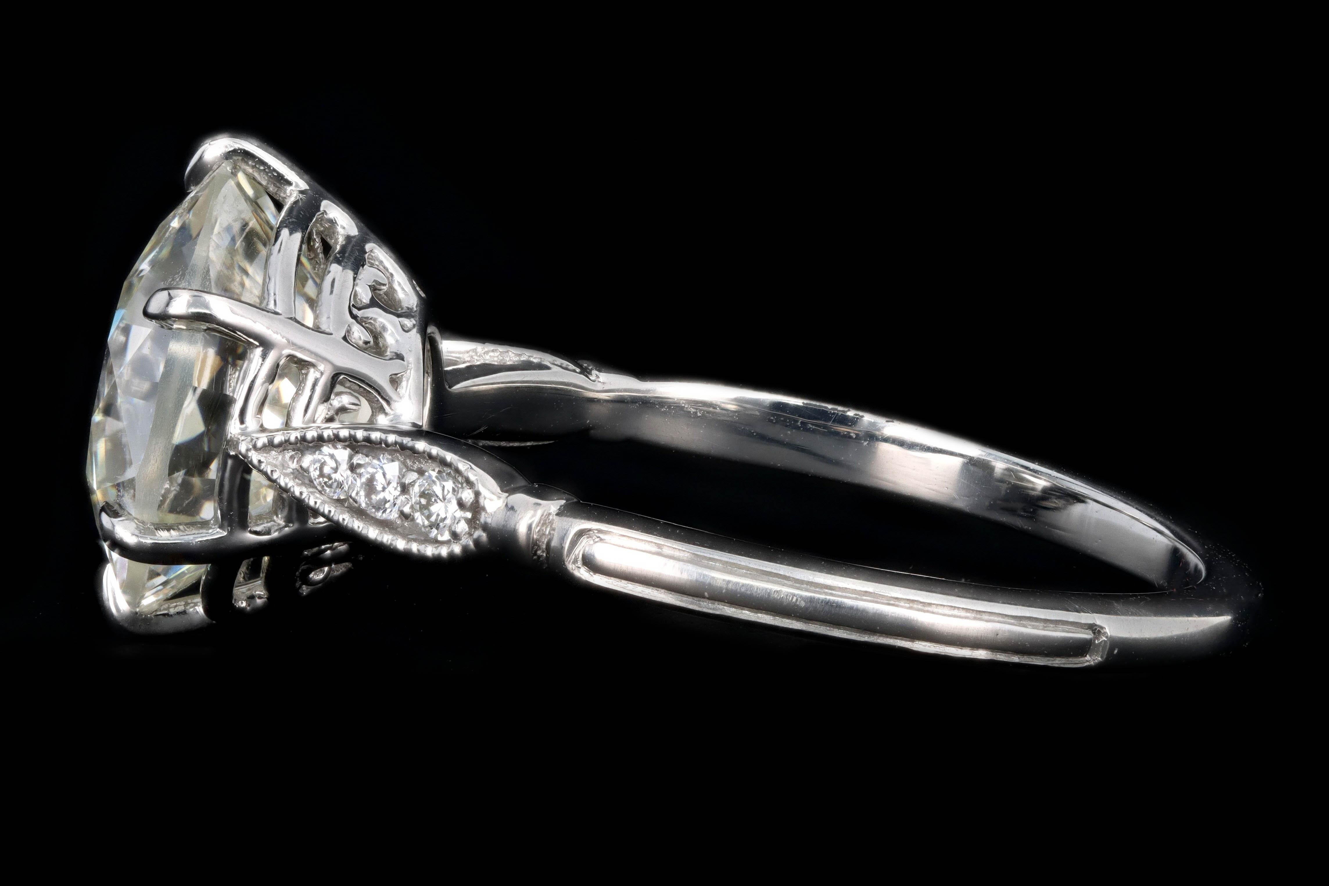 Platinum 3.75 Carat Old European Cut Diamond Engagement Ring 2