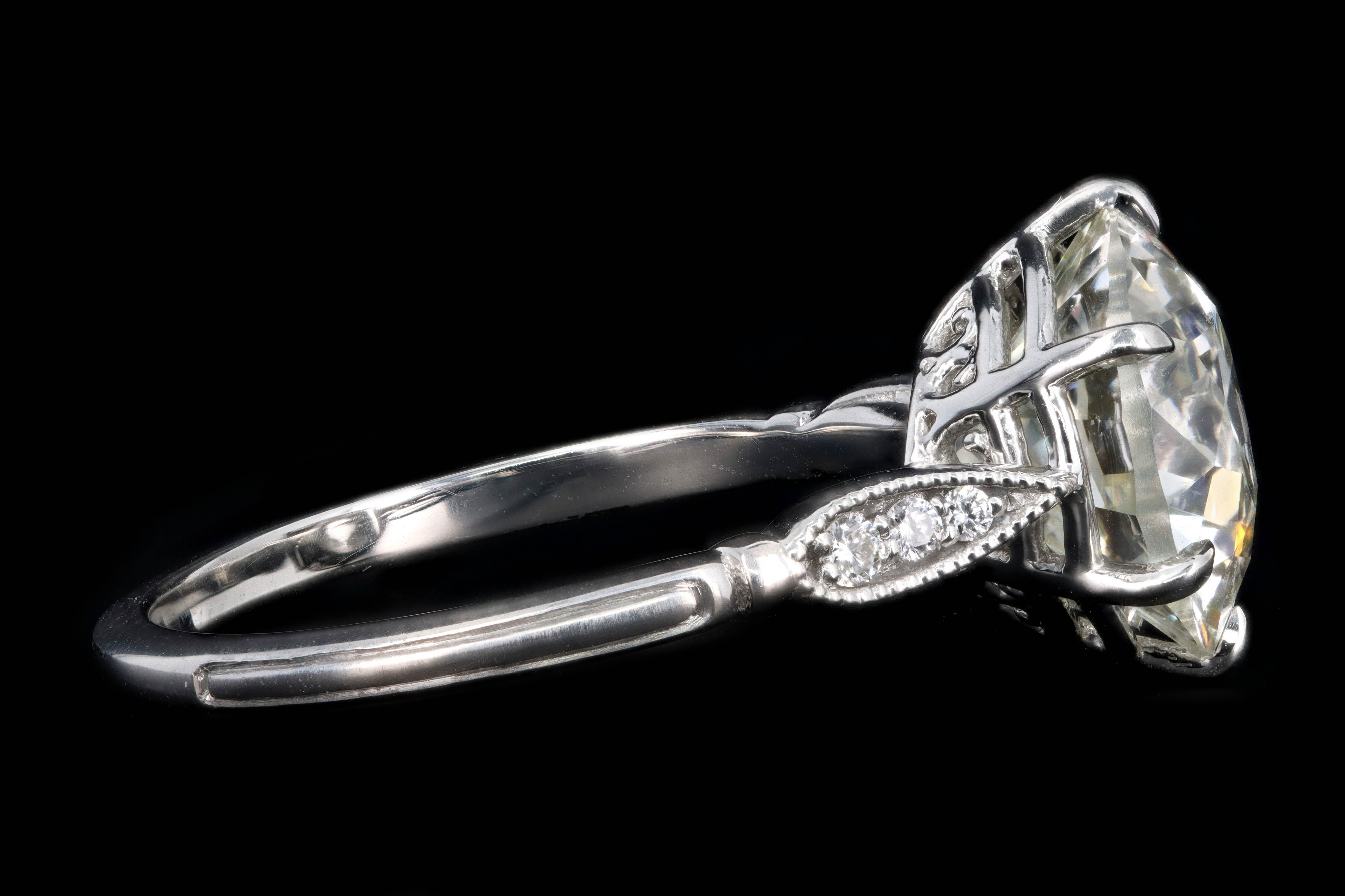 Platinum 3.75 Carat Old European Cut Diamond Engagement Ring 3