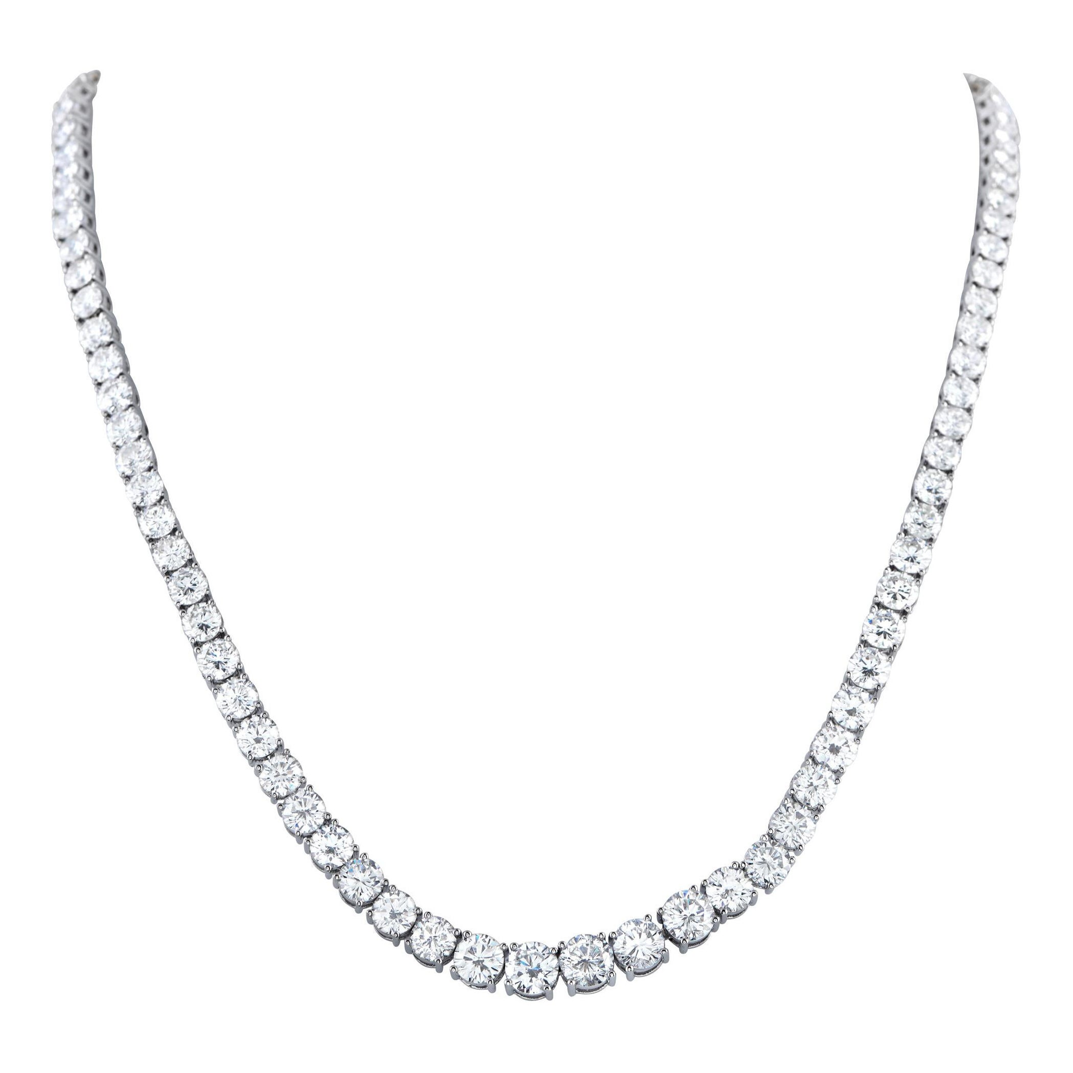 Platinum 38.43ct Diamond Tennis Necklace MF28-101725 For Sale