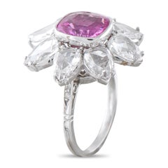 Platinum 3.85ct Diamond and Sapphire Flower Ring MF28-031726