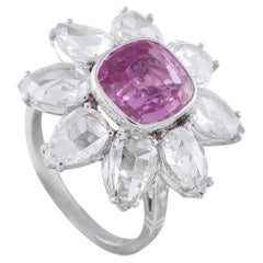 Platinum 3.85ct Diamond and Sapphire Flower Ring MF28-031726