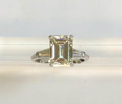 3.80tdw GIA Emerald Cut Diamond Platinum Ring
