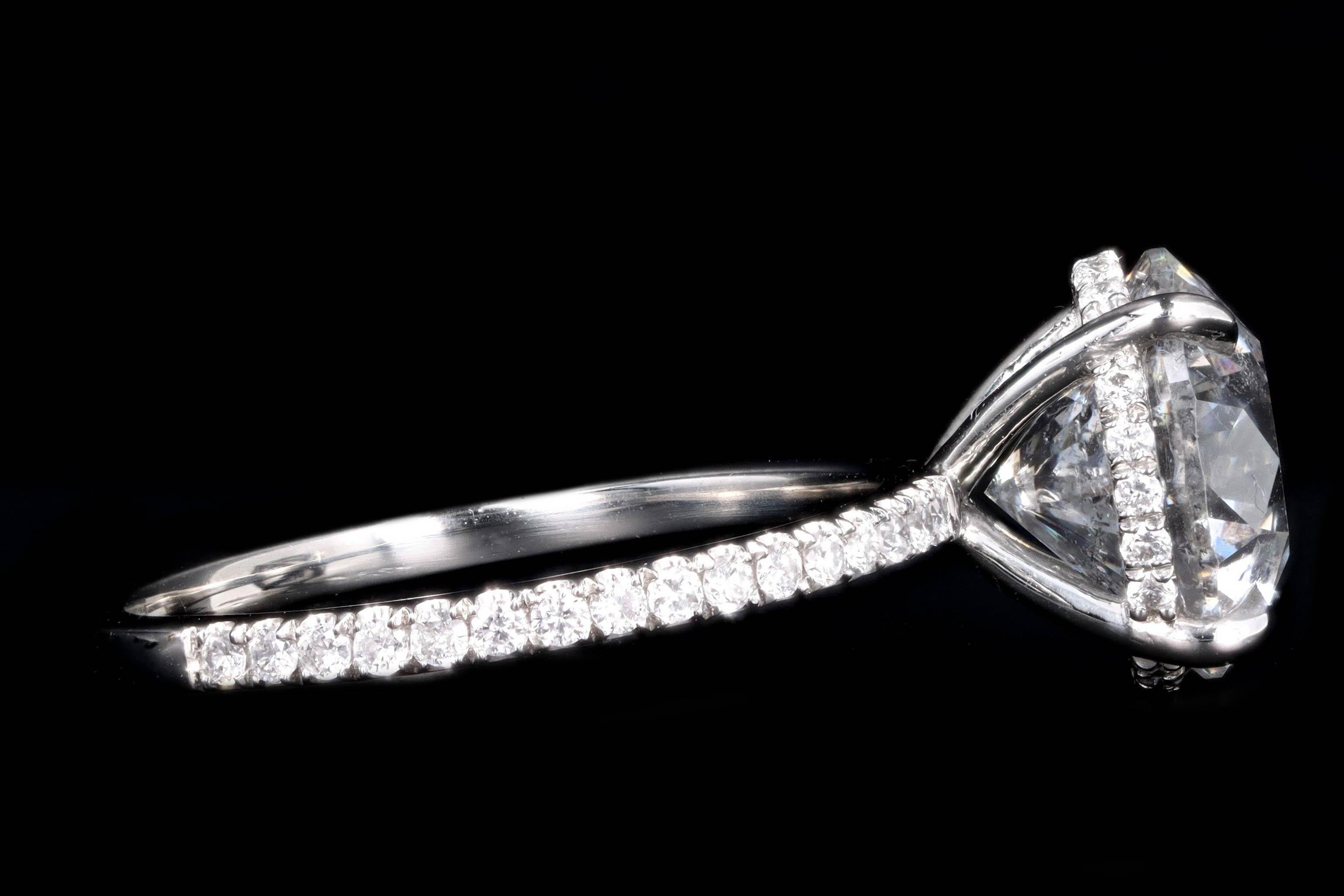 Women's Platinum 3.92 Carat Round Brilliant Diamond French Halo Engagement Ring