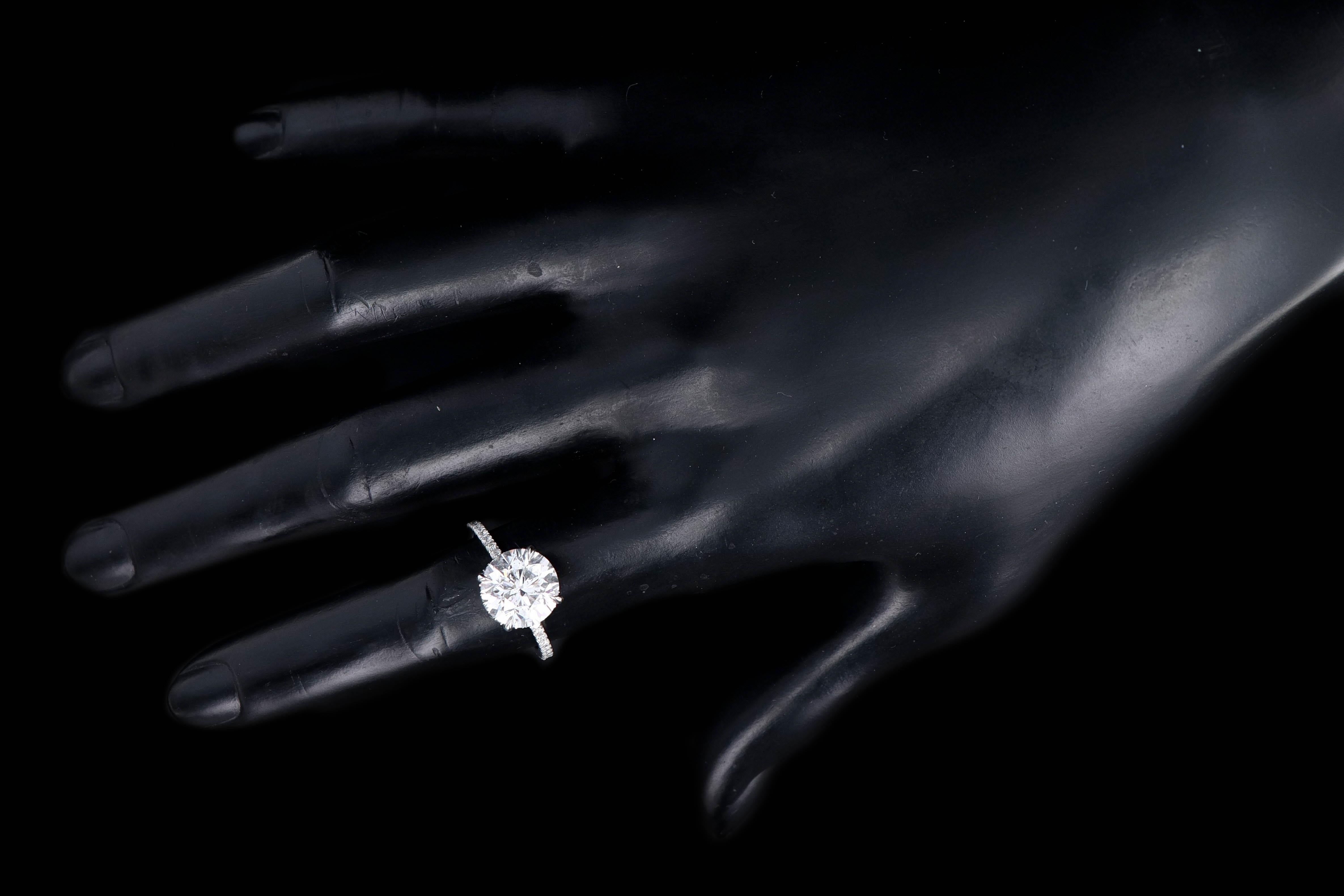 Platinum 3.92 Carat Round Brilliant Diamond French Halo Engagement Ring 3