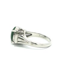 Platinum 3.93ctw GIA Burma "A" Jade w/ Carré Square Step Cut Diamond Sides Ring
