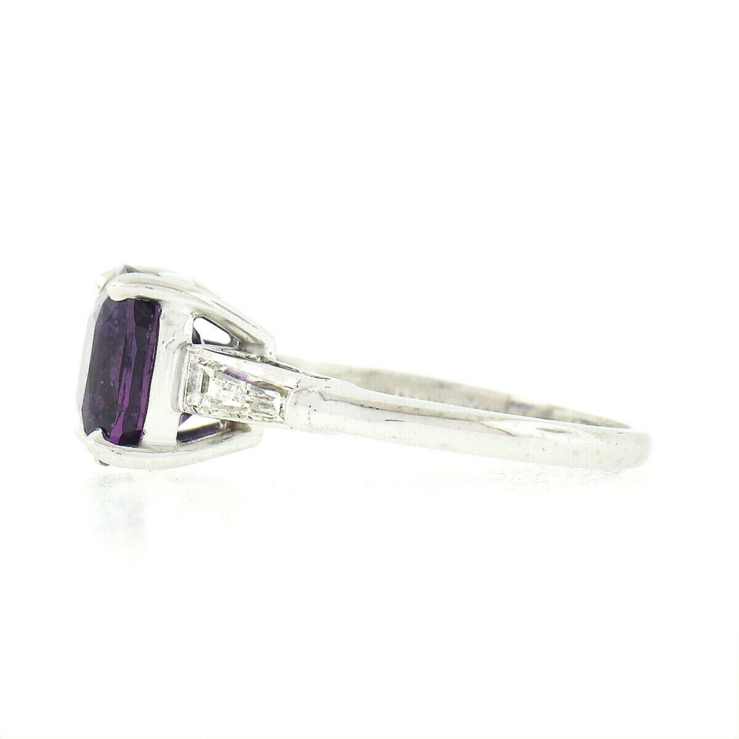 Platinum 3.97ct GIA Ceylon No Heat Purple Sapphire w/ Diamond Engagement Ring For Sale 1