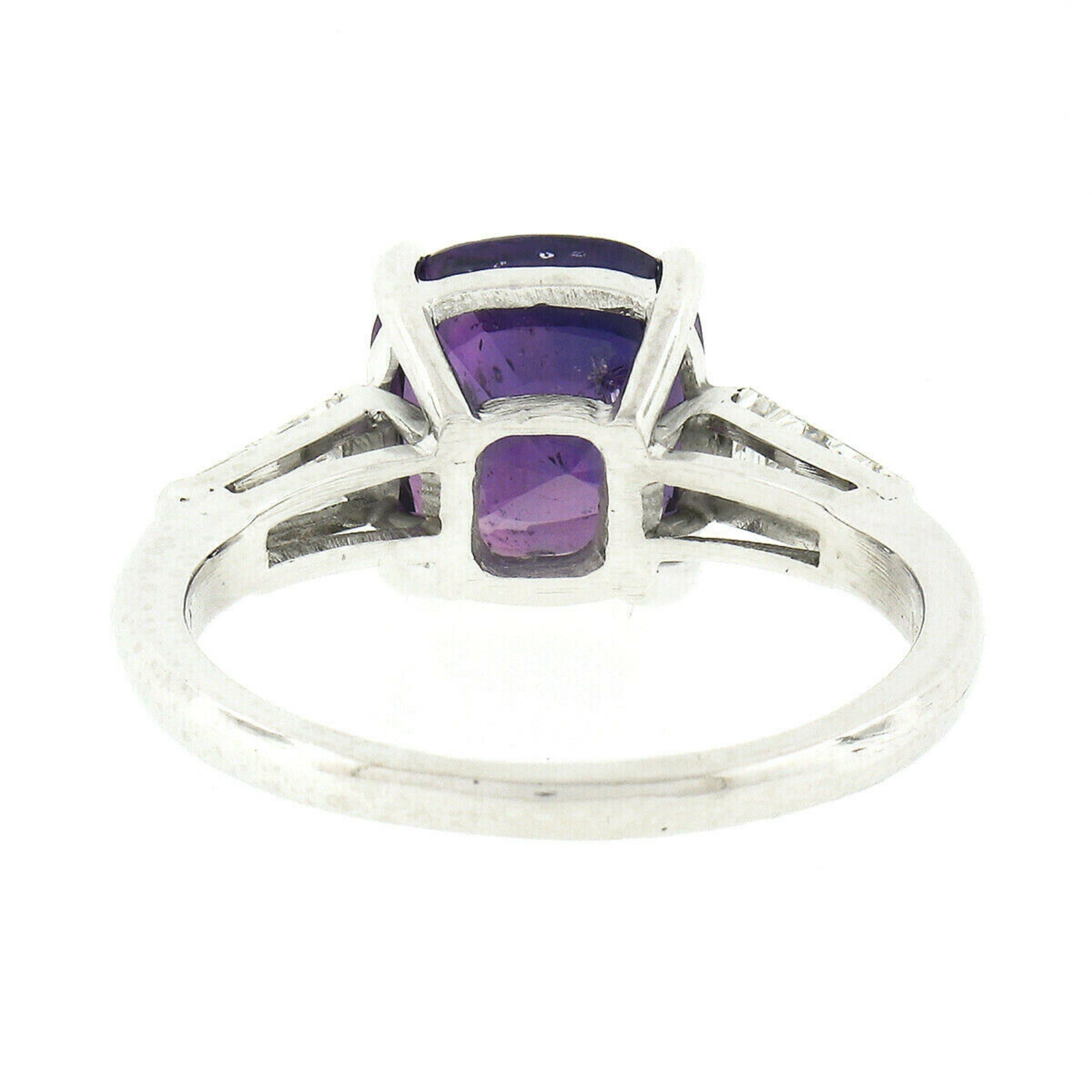Platinum 3.97ct GIA Ceylon No Heat Purple Sapphire w/ Diamond Engagement Ring For Sale 2