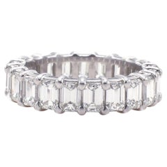 Platinum 4 Carat Diamond Emerald Cut Eternity Band Ring