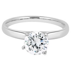 Platinum 4-Prong Set GIA Certified Round Brilliant Cut Diamond Solitaire Engagem