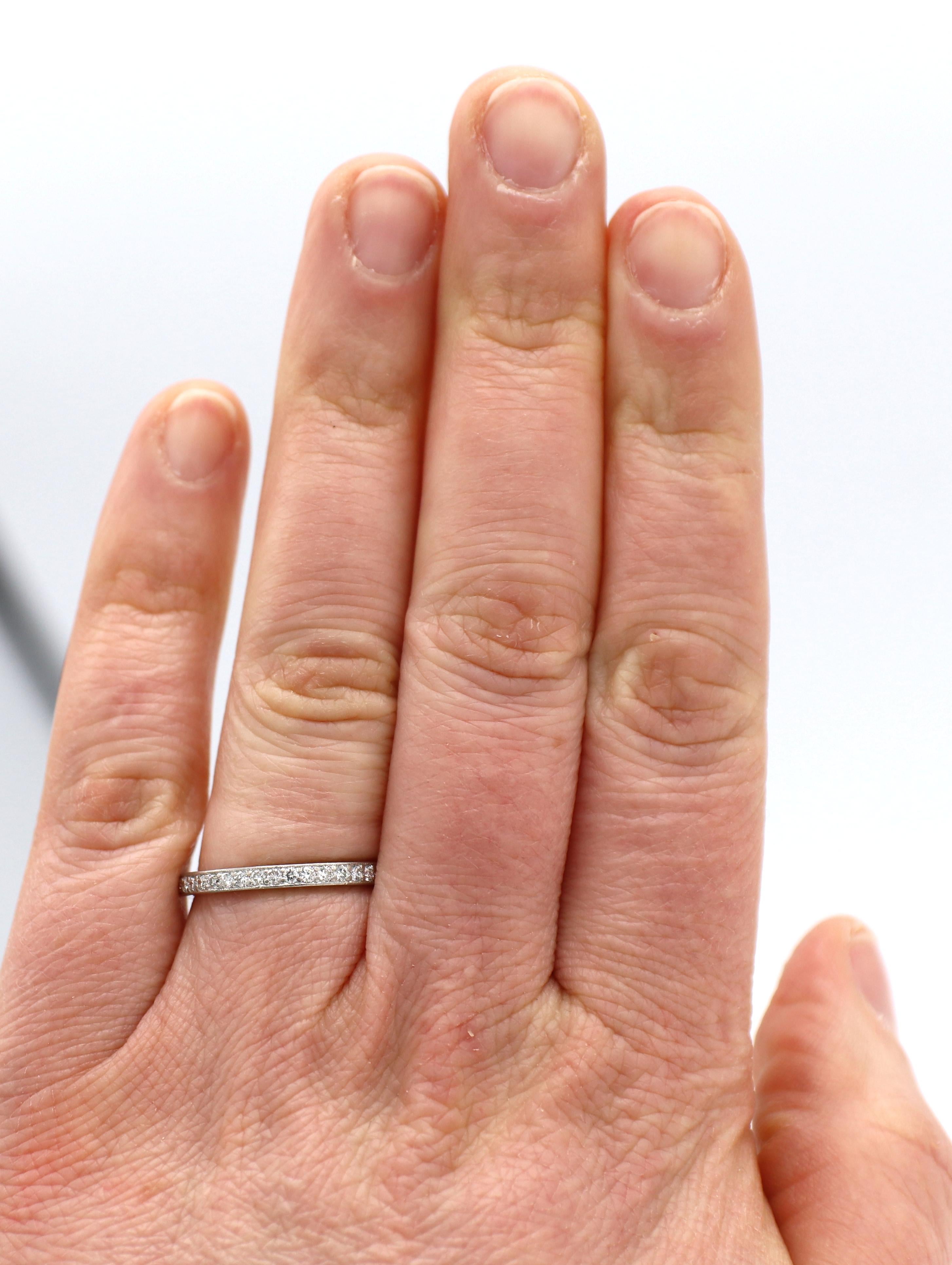 Platinum .40 Carat Round Diamond Eternity Band Ring In Excellent Condition In  Baltimore, MD