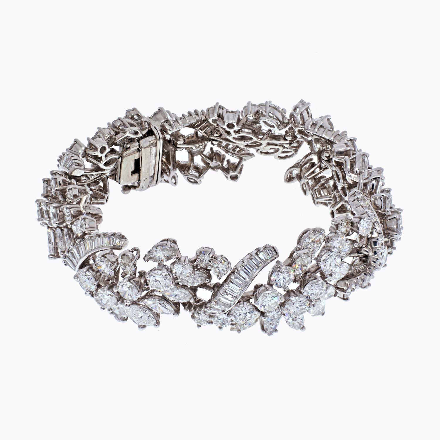Modern Platinum 40 Carats Luxury Diamond Estate Bracelet