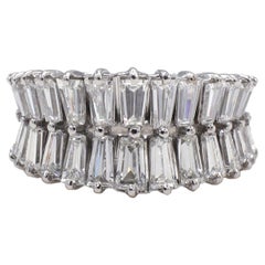 Platinum 4.00 Carat Baguette Diamond Double Row Eternity Band Ring