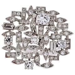 Platinum 4.00 Carat Freeform Cluster Diamond Ring