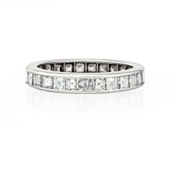 Platinum 4.00cttw Carre Cut Channel Set Diamond Eternity Ring