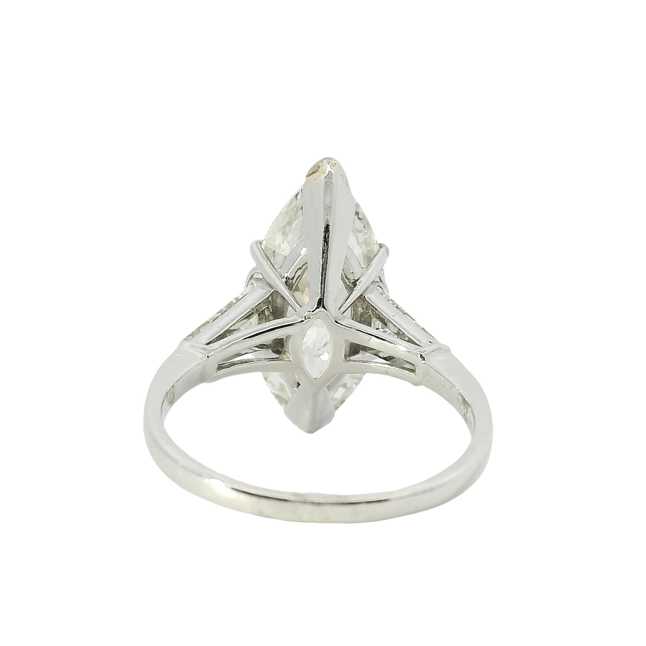 Platin 4.03ct Natürlicher Marquise Schliff Diamant Verlobungsring (Marquiseschliff) im Angebot
