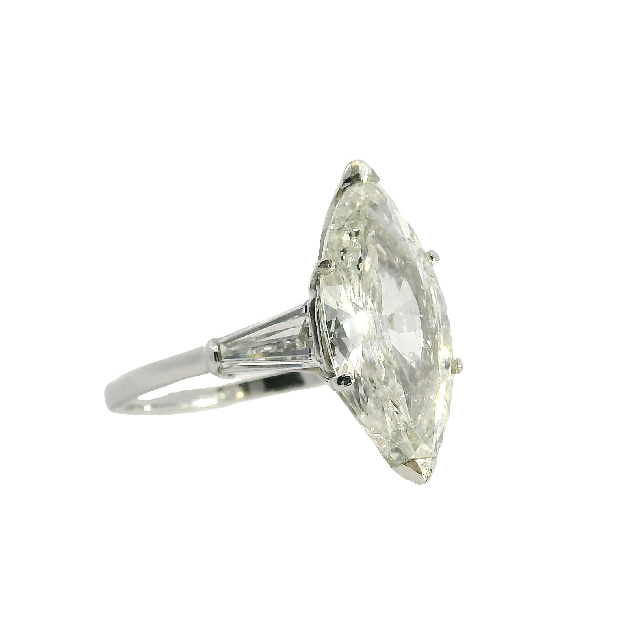 Platin 4.03ct Natürlicher Marquise Schliff Diamant Verlobungsring Damen im Angebot
