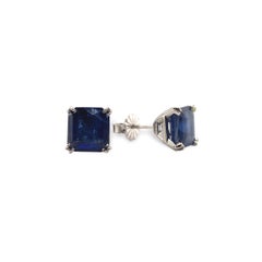 Platinum 4.05 carat tw Blue Sapphire Stud Earrings