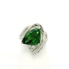 Platinum 4.07ctw Trillion Tourmaline & Diamond Abstract Geometric Ring