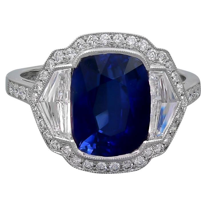 Sophia D. 1.08 Carat Diamond and Blue Sapphire Art Deco Ring Set In ...