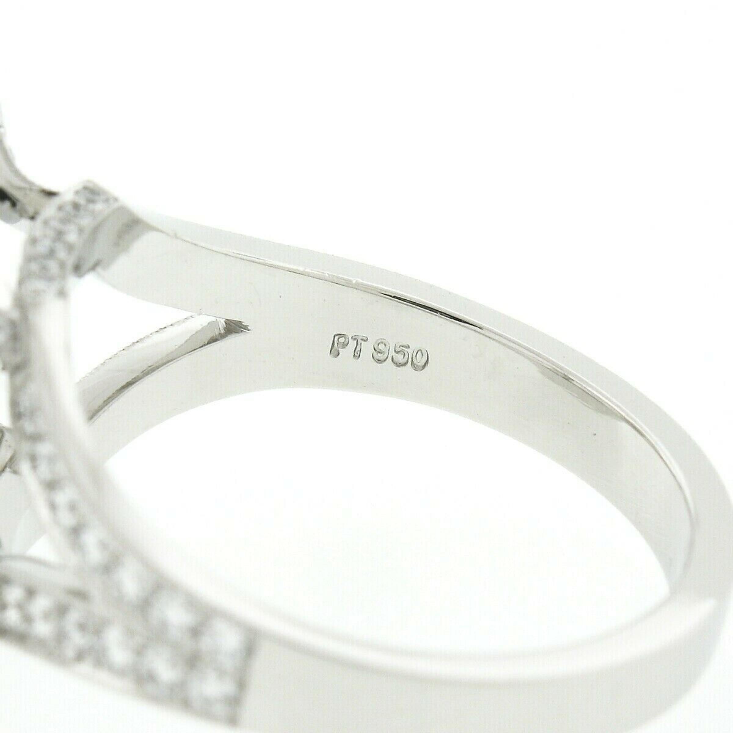 Platinum 4.10ctw F VS1 GIA Asscher Square Emerald Cut Diamond Engagement Ring 2