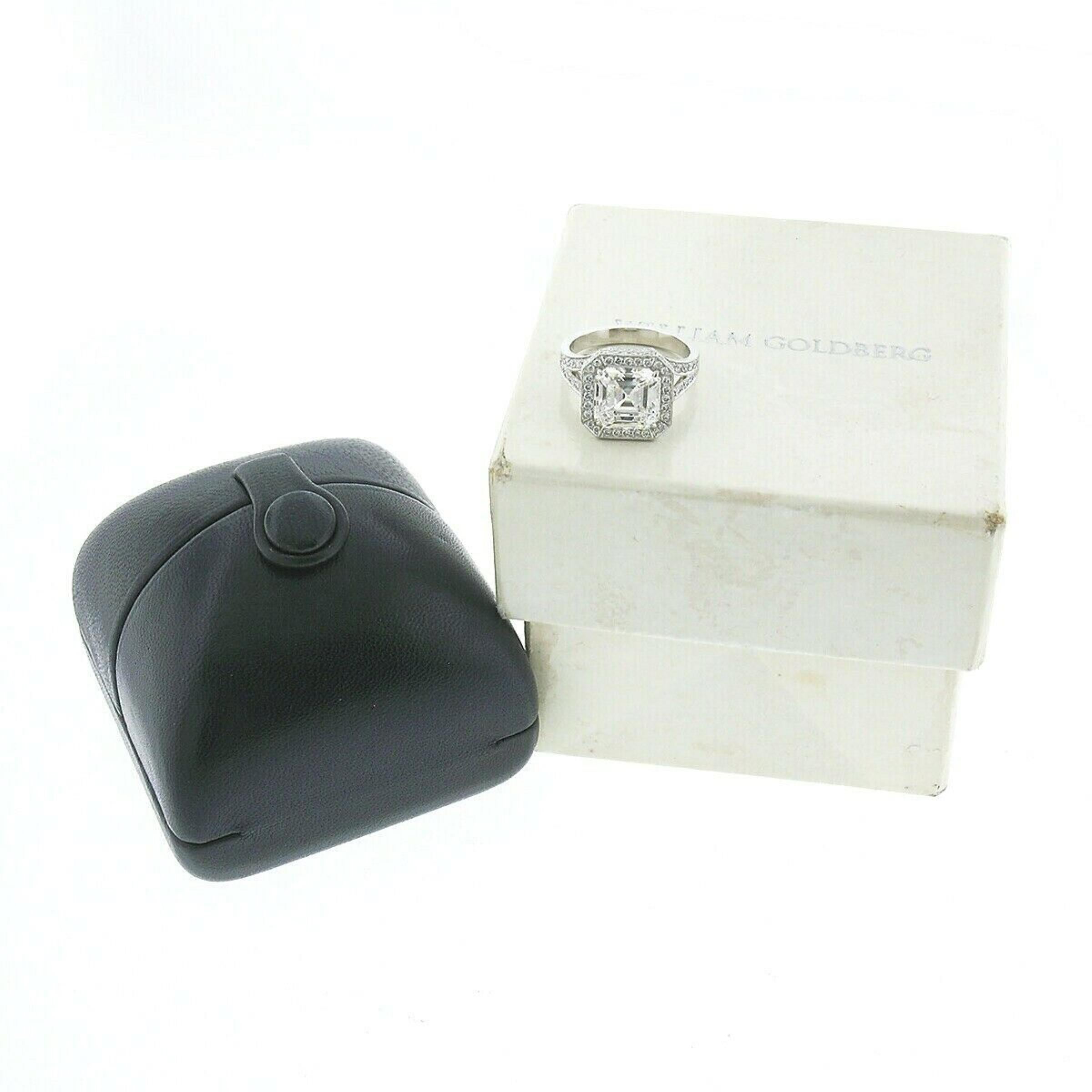 Platinum 4.10ctw F VS1 GIA Asscher Square Emerald Cut Diamond Engagement Ring 4