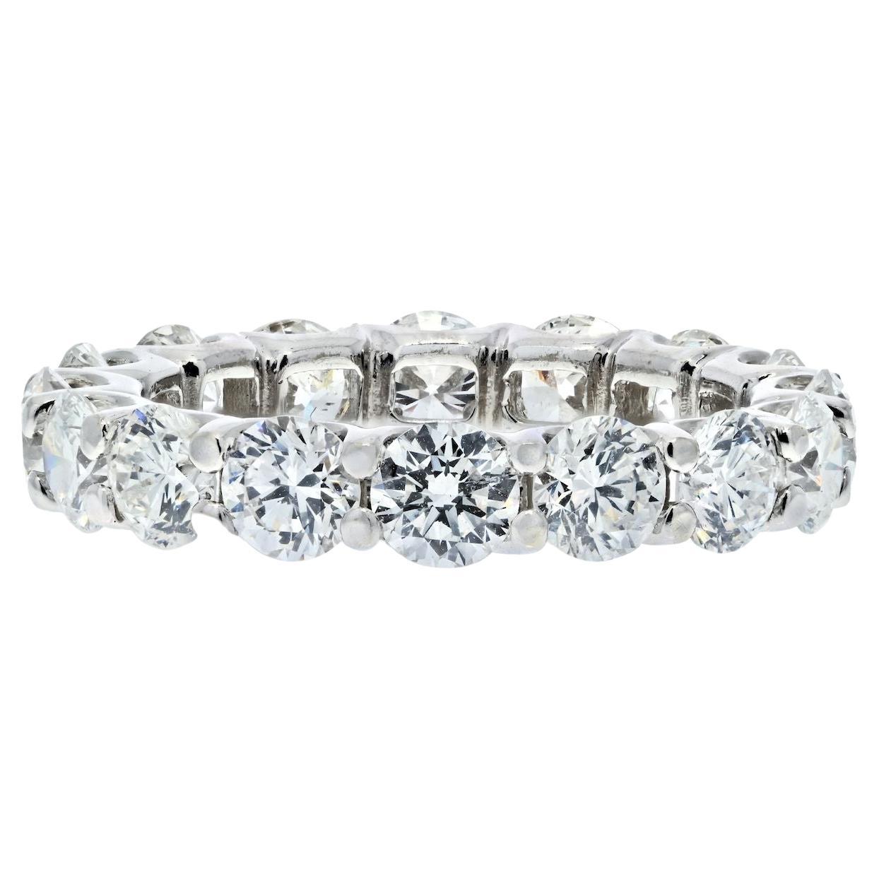 Bracelet d'éternité en platine avec diamants taille ronde de 4,11 carats