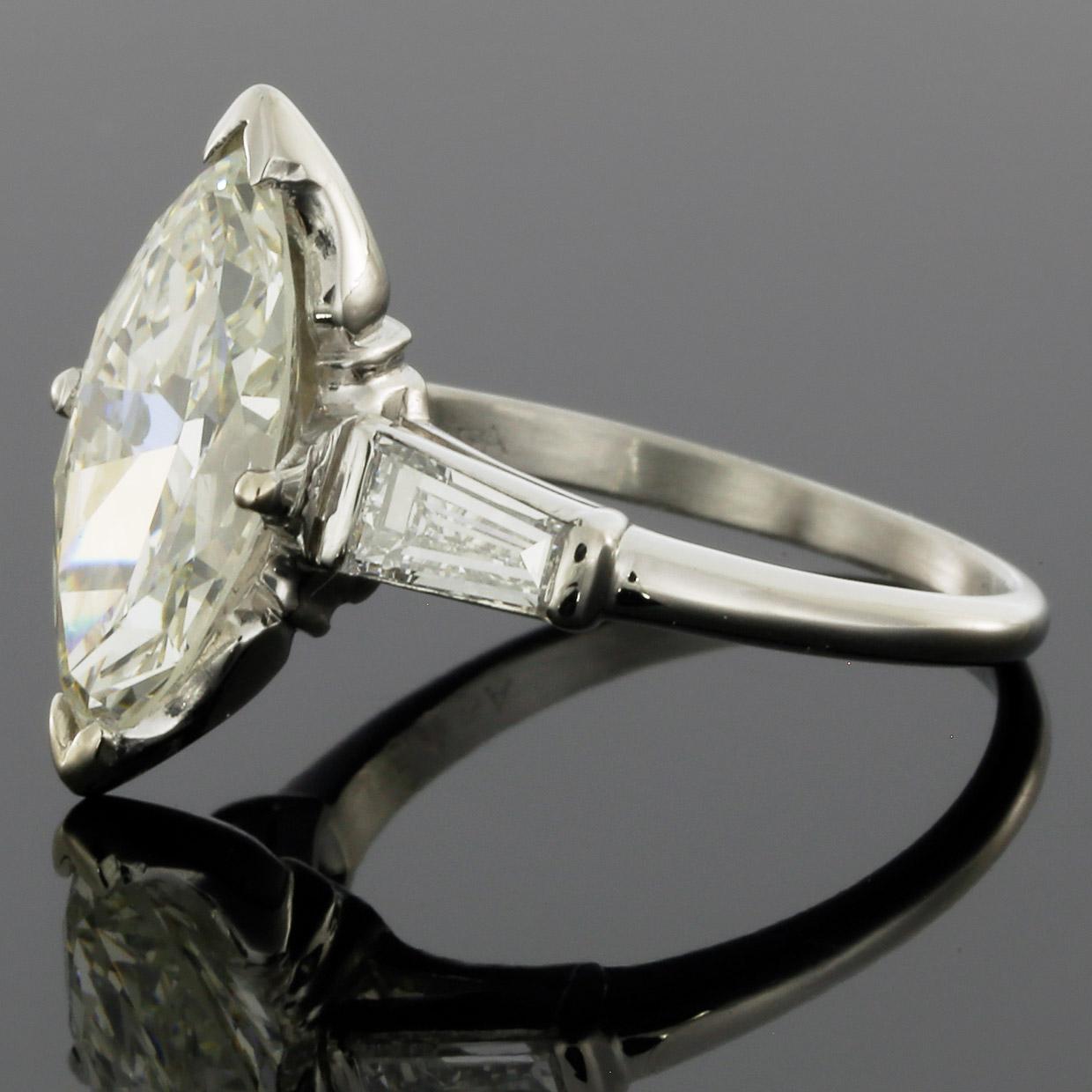 Marquise Cut Platinum 4.13 Carat Marquise Diamond Solitaire Engagement Ring