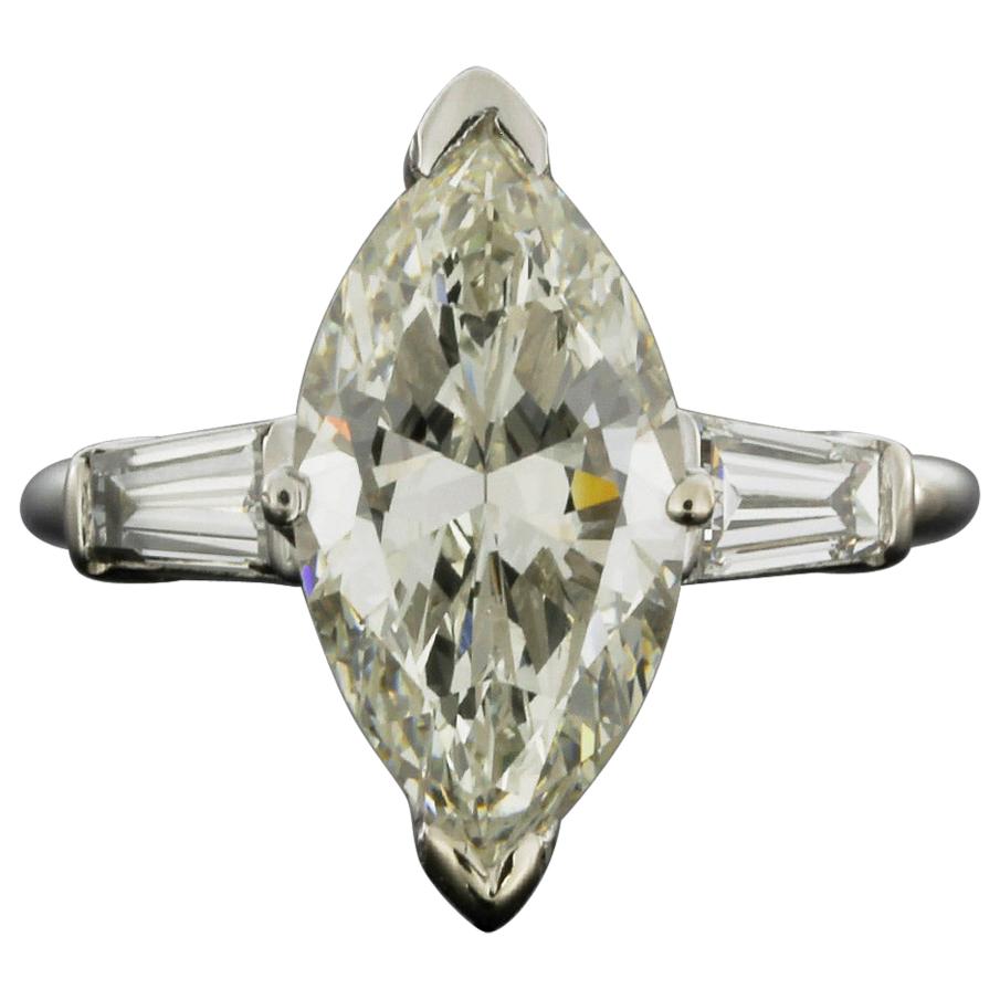 Platinum 4.13 Carat Marquise Diamond Solitaire Engagement Ring