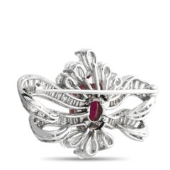 Platinum 4.14ct Diamond and Ruby Brooch MF38-0222026