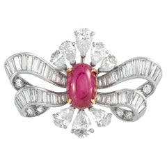 Platinum 4.14ct Diamond and Ruby Brooch MF38-0222026