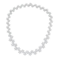 Diana M. Platinum 41.50cts natural round diamond flower necklace
