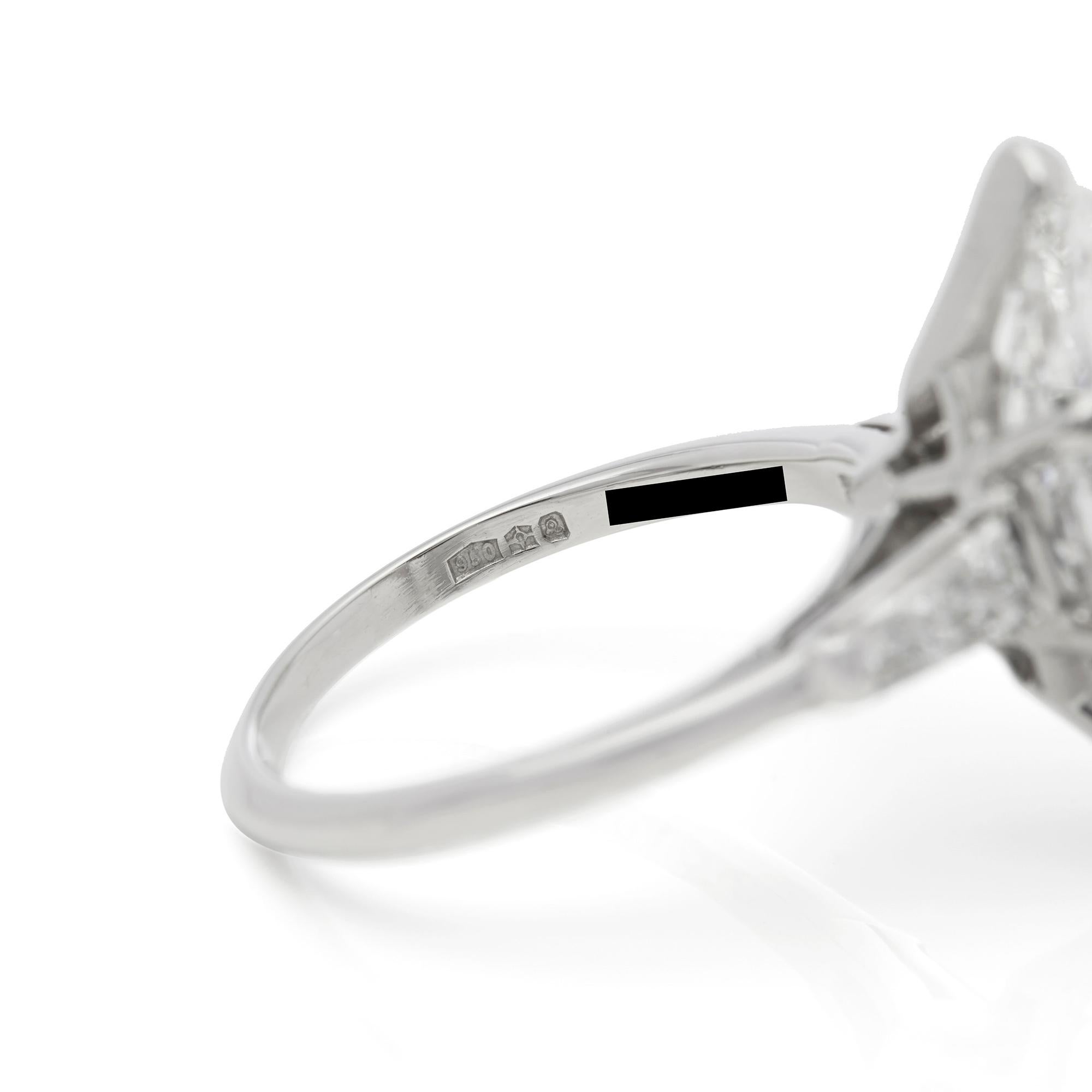 Platinum 4.18 Carat Certified Marquise Cut Diamond Engagement Ring 3